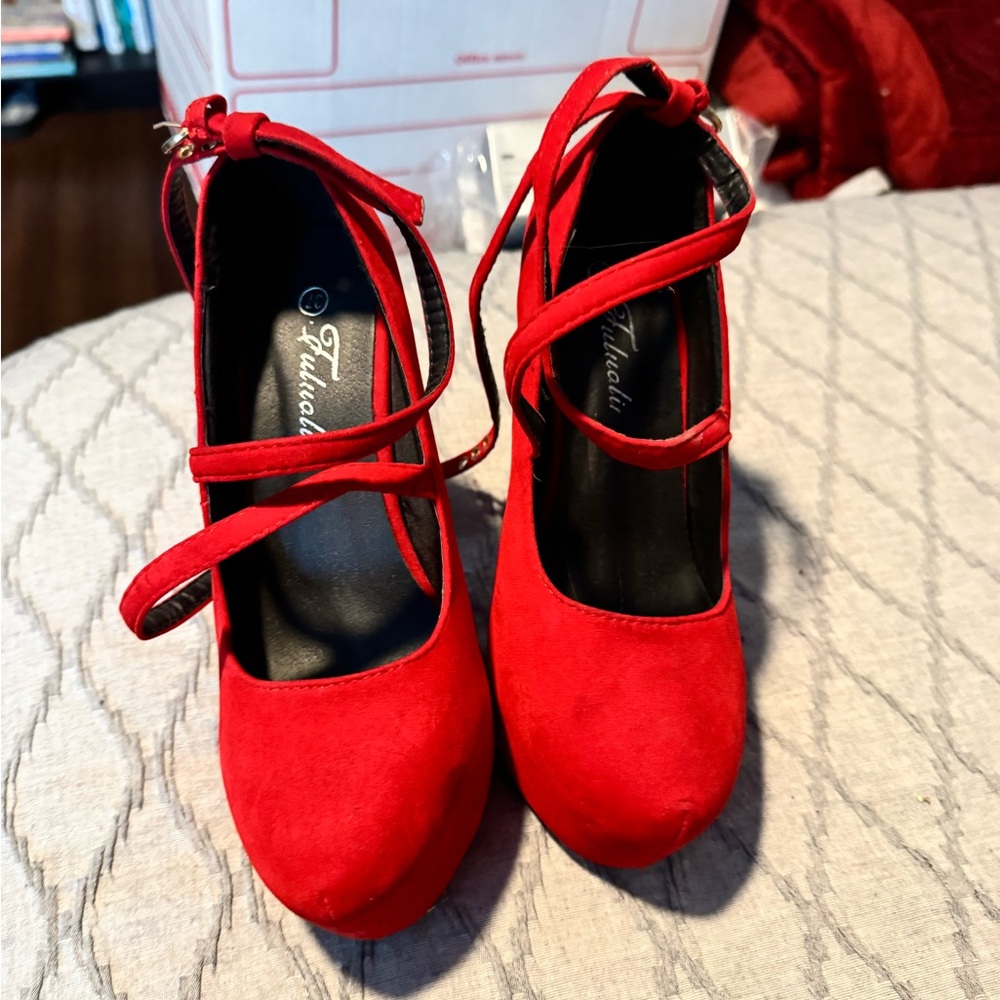 Red high heel shoes, 5.5 in heel, EU size 37 (US size 6.5)